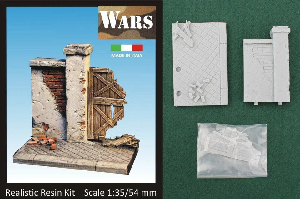 WARS 17-35 Muretto con pilastro kit diorama guerraWW2 Wall with pillar 1:35-54mm - Immagine 1 di 1