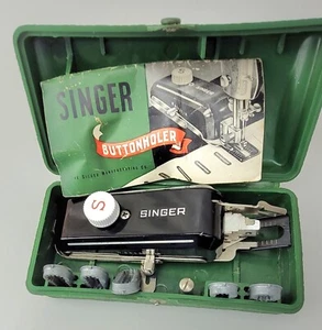 Vintage 1948 Singer Buttonholer No. 160506 With Manual 5 Templates & Accessories - Picture 1 of 6