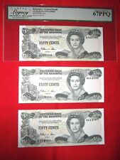 Bahamas $ Half Dollar 1974 Pmg 67 Epq + 2 Other same Bonus new notes bill
