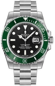 Reloj Rolex Submariner automático de cuerda automática fecha esfera negra bisel verde para hombre - Imagen 1 de 6