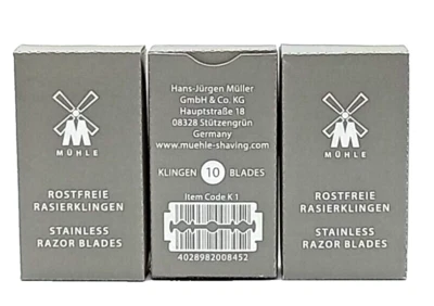 MÜHLE, HANS-JÜRGEN MÜLLER GMBH & CO. KG 30 Stk Mühle Rasierklingen für Hobel MÜHLE Shaving ,rostfrei, NEU