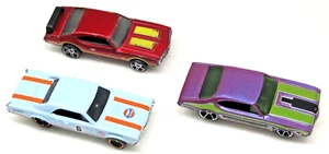 Oldsmobile 442 Hot Wheels Muscle Cars Lot 3 Red ’70 Purple ’68 Blue ’67 - Picture 1 of 6