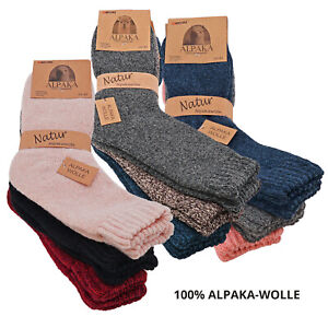 - Alpaka Socken  Wollsocken Kuschelsocken warm - 3 Paar - 100% ALPAKA-WOLLE!!