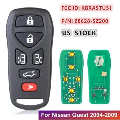 Keyless Remote Key Fob for 2004 2005 2006 2007 2008 2009 Nissan Quest 6 button - Изображение 1 из 4