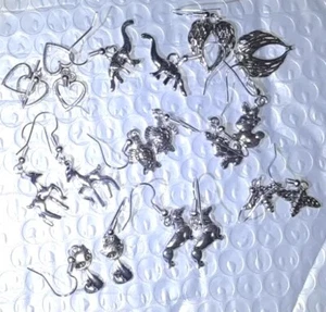 Lustiger Modeschmuck 9 Paar gemischte französische Draht silberfarbene Ohrringe Set aus 9 - Bild 1 von 12