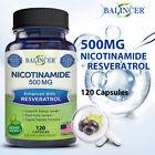 Nicotinamide Resveratrol 500MG, NAD Supplement 30/60/120 Capsules Anti-aging