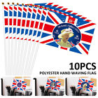 10pcs Queens Platinum Hand Waving Flag Jubilee Union Jack Hand Held UK swrtP]