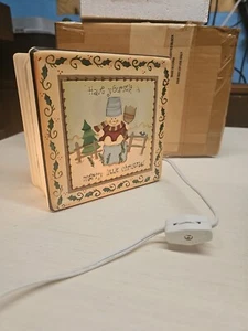 Beleuchteter Glasblock Weihnachten NACHTLICHT SCHNEEMANN mit Originalkarton (OK) - Bild 1 von 7