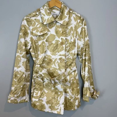 Chaqueta corta impermeable Joan Rivers talla pequeña cinturón de doble botonadura nueva sin etiquetas Foto 1 de 4