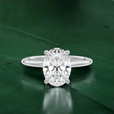 Engagement Ring Oval Cut 2.10 Ct IGI Lab Grown Diamond 950 Platinum E F VS - Image 1 of 4