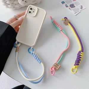 Candy Colors Mobile Phone Lanyard Nylon Hanging Rope Phone Wrist Straps - Photo 1 sur 14
