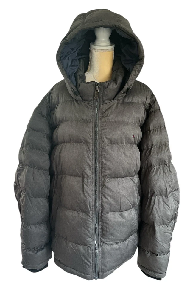 New! Tommy Hilfiger Men’s 5X Winter Hooded Jacket Gray Wind/ Water Resistant - Image 1 of 4