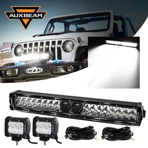 AUXBEAM Doble Fila 22" 180W 15360lm P8+KW3 Barra de Luz LED + 2x 4" Cápsulas LED para Jeep - Imagen 1 de 12