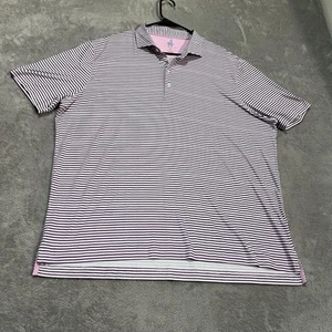 johnnie-O Polo Shirt Mens XL Pink White Stripe Featherweight UPF 50+ Golf Tech - Picture 1 of 8