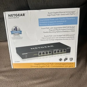 NETGEAR GS108PP 8-Port Gigabit Ethernet PoE plus Unmanaged Switch Sealed - Picture 1 of 2