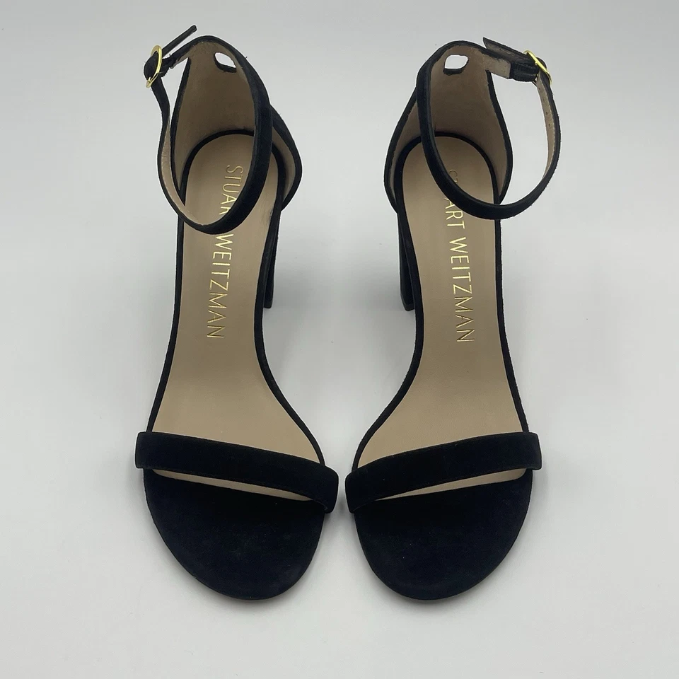 Stuart Weitzman Nearlynude Black Suede Heels Sandal SZ 8B-EU 38.5-MSRP $630 - Image 1 of 4