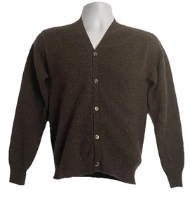 VTG Rare 50s 60s Walsted Lambs Wool Blend Dark Brown Grandpa Cardigan Sz Medium - Picture 1 of 8
