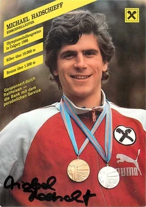 Biglietto autografo Michael Hadschieff Olimpiadi 1988 pattinaggio di velocità argento bronzo - Foto 1 di 2