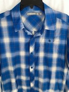 Icebreaker Performance Merino Wool Button Shirt Mens Medium Blue Plaid Explorer - Picture 1 of 4