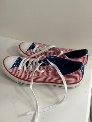 Scarpe sneakers basse Converse All Star USA uomo 7 donna 9 bandiera americana vintage - Immagine 1 di 4