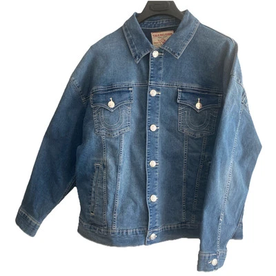 True Religion 品牌牛仔裤超大闪光牛仔夹克女式 XL 全新 — 第 1/4 张图片