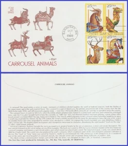 USA5 #2390-93 U/A ARTMASTER FDC BL4 Karussell Tiere - Bild 1 von 1