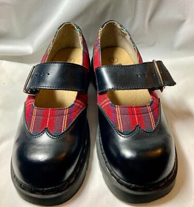 Rare Vintage TUK Anarchic Plaid Mary Janes Punk Goth Alternative School Girl - Picture 1 of 22