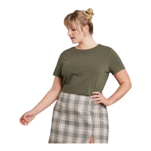 Camiseta para mujer Wild Fable manga corta recortada, verde oliva, talla 2X - Imagen 1 de 6