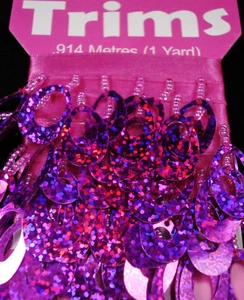 Sequin/Bead Trim 914mm Pink Laser Paillettes Dance Costume Stage - Bild 1 von 2