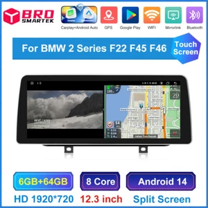 Autoradio 12,3" Android 14 per BMW Serie 2 F45 F46 NBT GPS CarPlay DAB+ BT5.0 - Foto 1 di 14