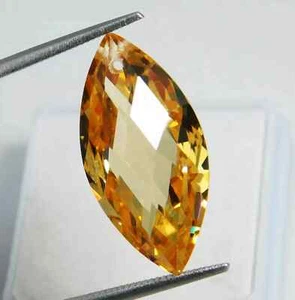 Zircone Giallo Cambogiano Naturale 56,80 Ct Taglio Marchesa "CERTIFICATO" Gemma Sciolta - Foto 1 di 7