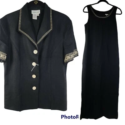 Vestido e jaqueta feminina Coldwater Creek 2 peças sem mangas tamanho 8 mistura de linho  - Imagem 1 de 4