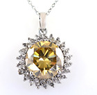 RARE 7.50 Ct Round Cut Champagne Treated Diamond 925 Silver Pendant With Accents