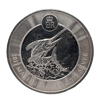 2017 Caribbean Cayman Islands 1 Dollar 1 oz  .999 Silver Blue Marlin Swordfish - Image 1 of 4