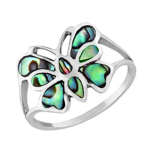 Glowing Mystic Butterfly Rainbow Abalone Sterling Silver Ring-9 - Picture 1 of 5