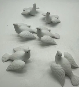 Set Of 6  Limoge France Bisque Dove Figurines /place Card Holders 2.5"   EUC - Picture 1 of 7