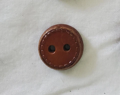 Round Stitched Rim Saddle Leather 2 Hole VINTAGE BUTTON 30L-3/4"-19mm (B171C) Cover