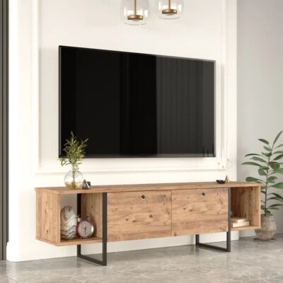LBSIGN Mobile TV Da Terra 160 Cm Stile Industrial Con Ante A Ribalta Icaro Rovere