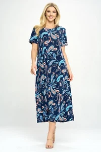 Jostar, Travel Knit Dress, long A-Line, S/S, Stretchy NO-IRON poly/span.  323 - Picture 1 of 2