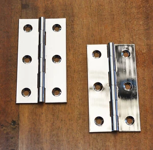 4" - 102mm Chrome Plated Solid Brass Butt Hinges c/w screws (14606) - Picture 1 of 2