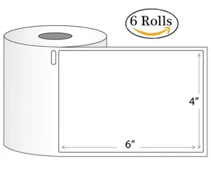 6 Rolls DYMO 4XL Direct Thermal Shipping Labels 4x6 1744907 Compatible 220/Roll - Imagen 1 de 5