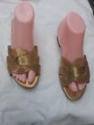 Ladies Gold Slippers Bridal Shimmer Party Evening African Mules Evening Sz 38 