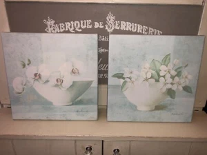 Gargo White orchid in bowl canvas print picture 30 x 30 cm - Picture 1 of 9