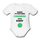 COMOROS Babygrow Baby vest grow gift watching with daddy etc football ROW