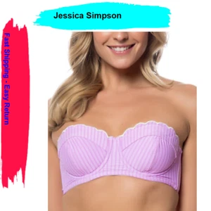 Jessica Simpson Womens Seerseeker Underwire Bandeau Bikini Light Petal, Sz Smal - Picture 1 of 2