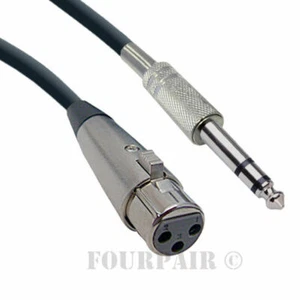Cable de micrófono blindado de 50 ft XLR 3 pines hembra a 1/4"" hembra a 1/4"" TRS - Imagen 1 de 1