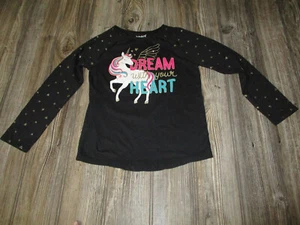 Jumping Beans Size 5 Girls Long Sleeve Unicorn Dream With Your Heart Black - Picture 1 of 7