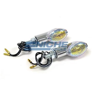2.5" Mini Cateye Turn Signals Lights 12 Volt Chrome Neon - Picture 1 of 2