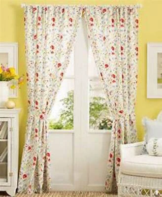 Ralph Lauren Georgica Gardens Window Curtain Panels Drapes w/ Tie Backs 84 x 84" - Imagem 1 de 4