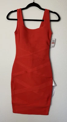 Vestido The Population Talla XS Rojo Beatriz Vendaje Vestido Escote Cuadrado Nuevo $198 Foto 1 de 4